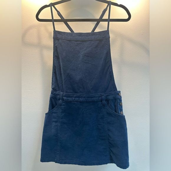 Free People Dresses & Skirts - Free People Velour Blue Overall Skirt 8